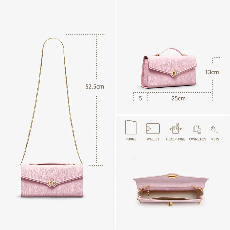 BAFELLI Leather Evening Clutch Bag