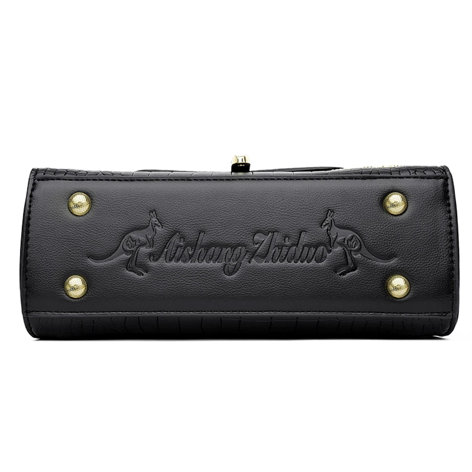 Crocodile Leather Crossbody Handbag
