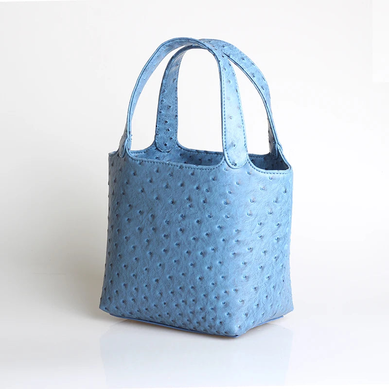 Luxury ostrich-patterned multipurpose tote. 