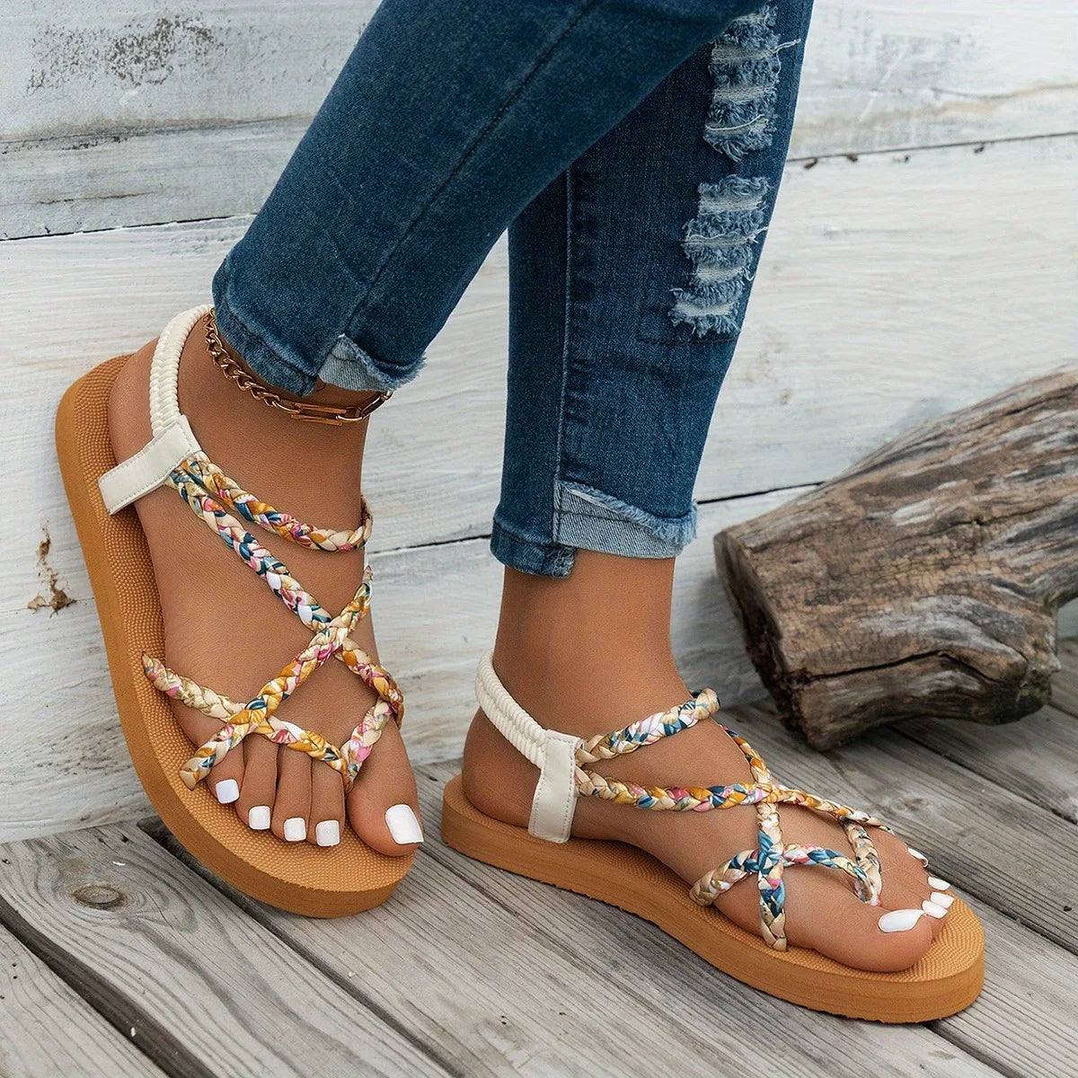 Lightweight Large Size Beach Sandals Summer Round Head Comfortable