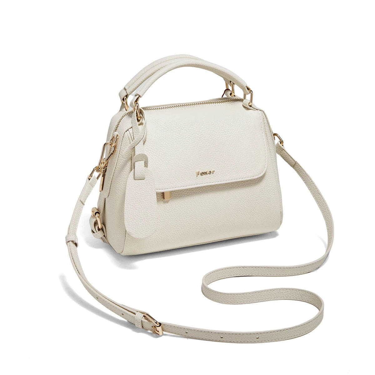 FOXER Women’s White Leather Crossbody Bag