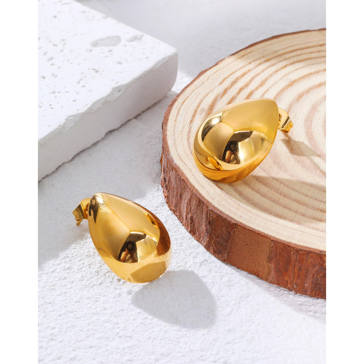 Polished Gold-Plated Drop Earrings