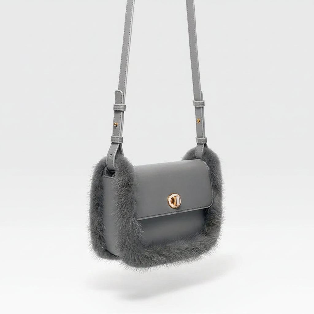 BAFELLI Fur & Leather Crossbody Bag