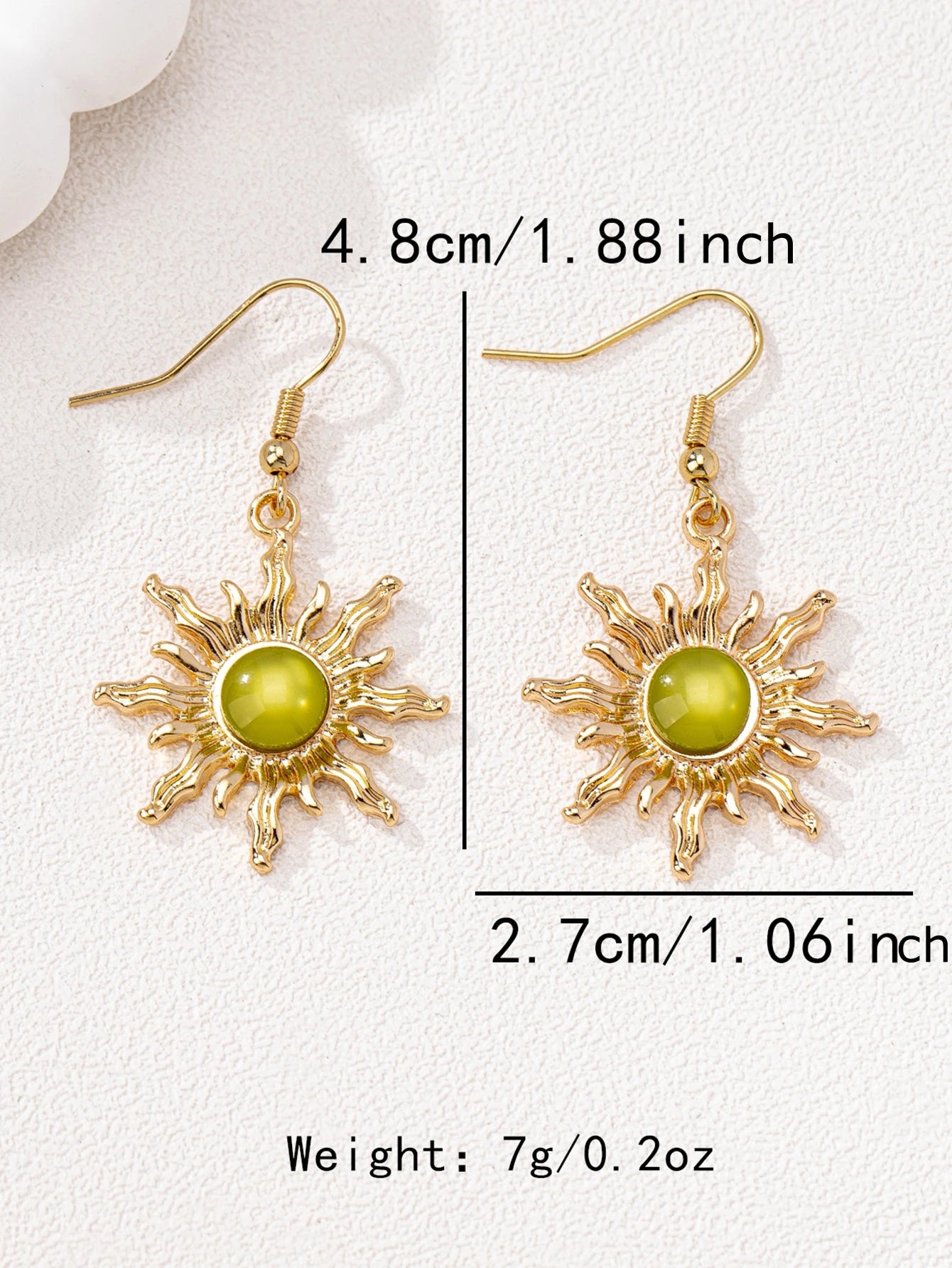 Bohemian Radiant Sun Hook Earrings, Wavy Edge Gold Sun