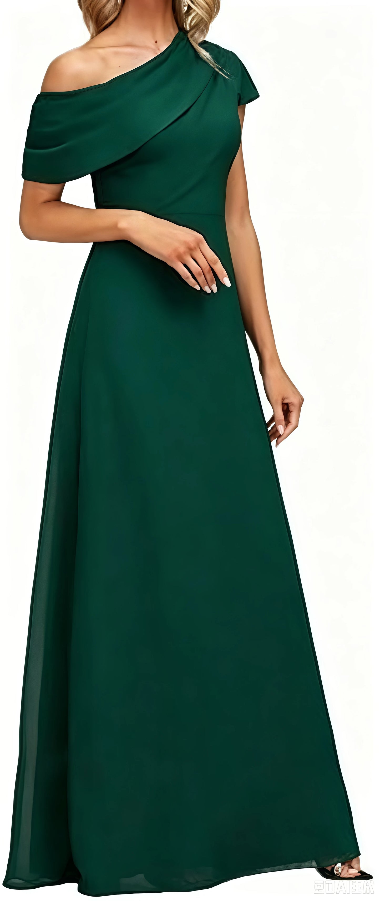 Women's Formal Mother of The Bride Dress Long Floor Length One Shoulder Evening Gown for Wedding Party Cocktail Garden Prom Ball