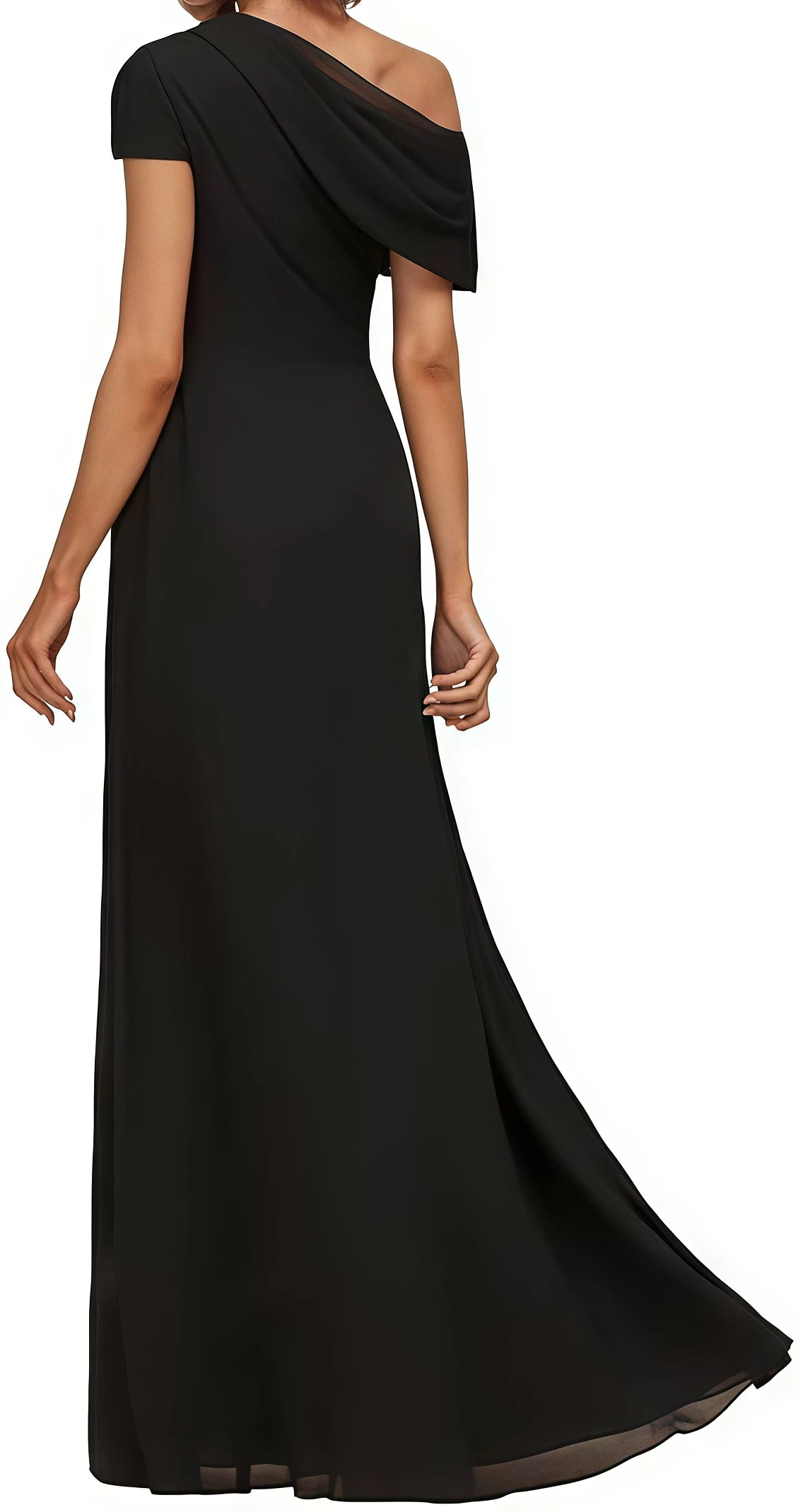 Women's Formal Mother of The Bride Dress Long Floor Length One Shoulder Evening Gown for Wedding Party Cocktail Garden Prom Ball