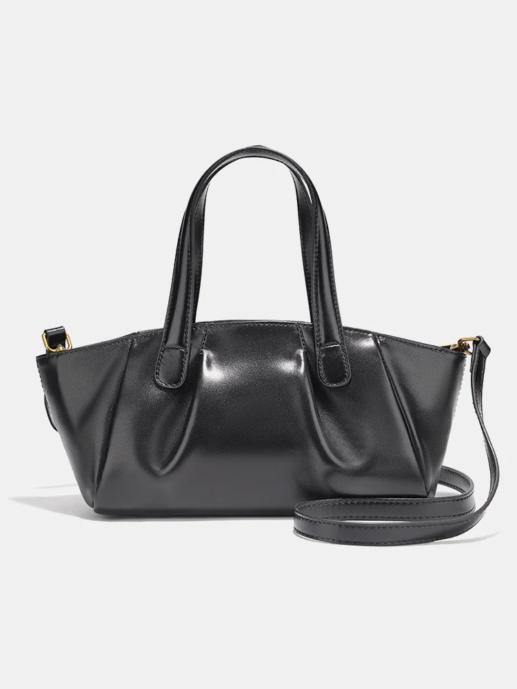 Zency Genuine Leather Ruched Crossbody Bag