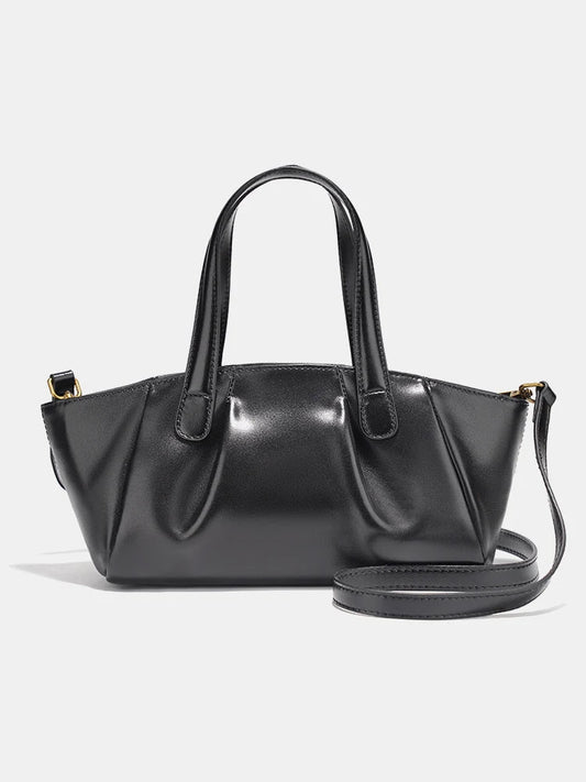 Zency Genuine Leather Ruched Crossbody Bag