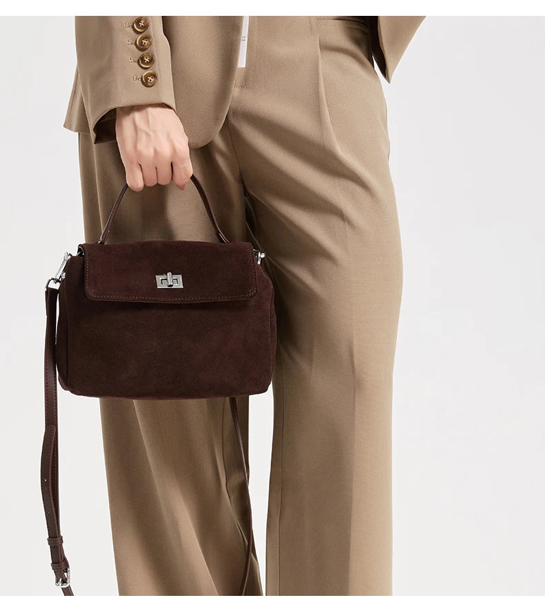 Natural Suede Leather Crossbody Bag