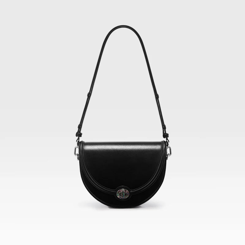 Designer Half-Moon Leather Crossbody Bag