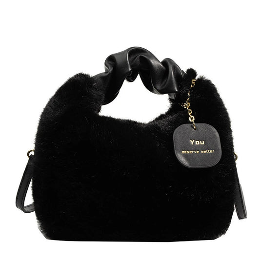 Faux Fur Half-Moon Crossbody Bag