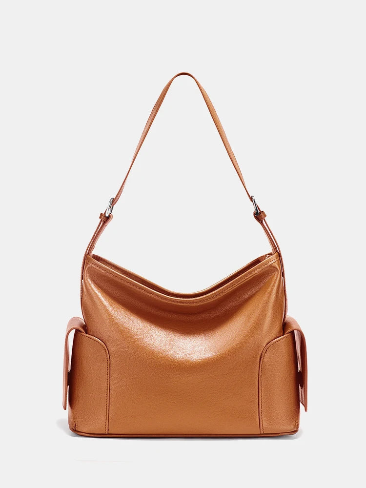 Zency Coffee Cow Leather Handbag