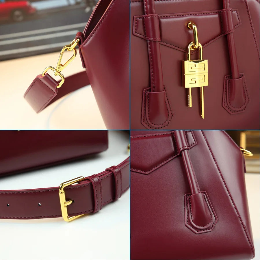 Classic Leather Crossbody Tote Bag
