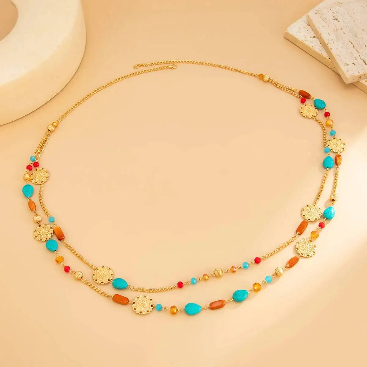 Boho Acrylic Beaded Long Necklace