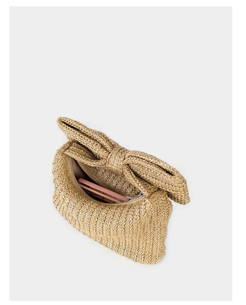 Bowknot Straw Woven Handbag