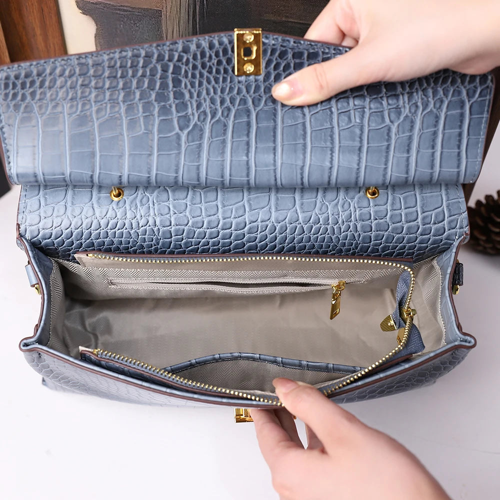 Large Crocodile Pattern Handbag