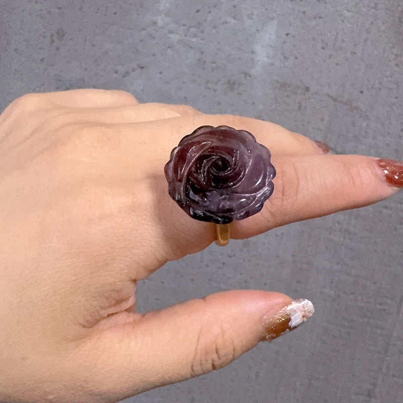 Vintage Purple Crystal Rose Ring