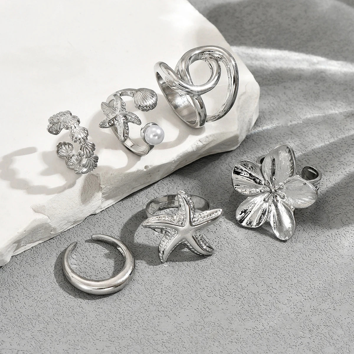 Coastal Charm Ring Set
