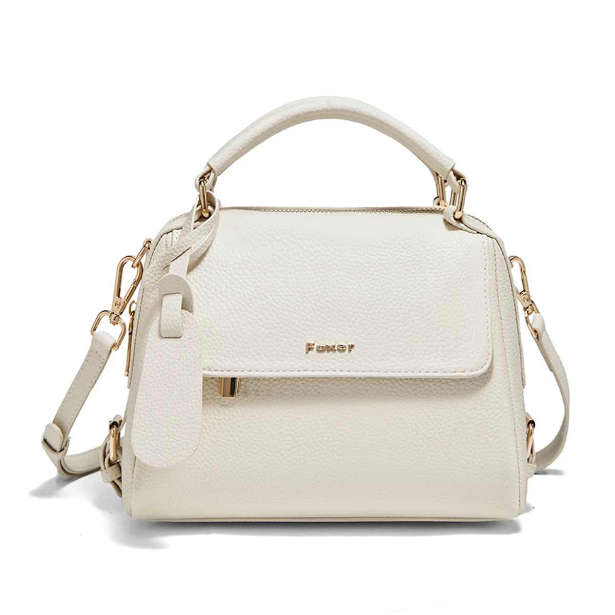 FOXER Women’s White Leather Crossbody Bag