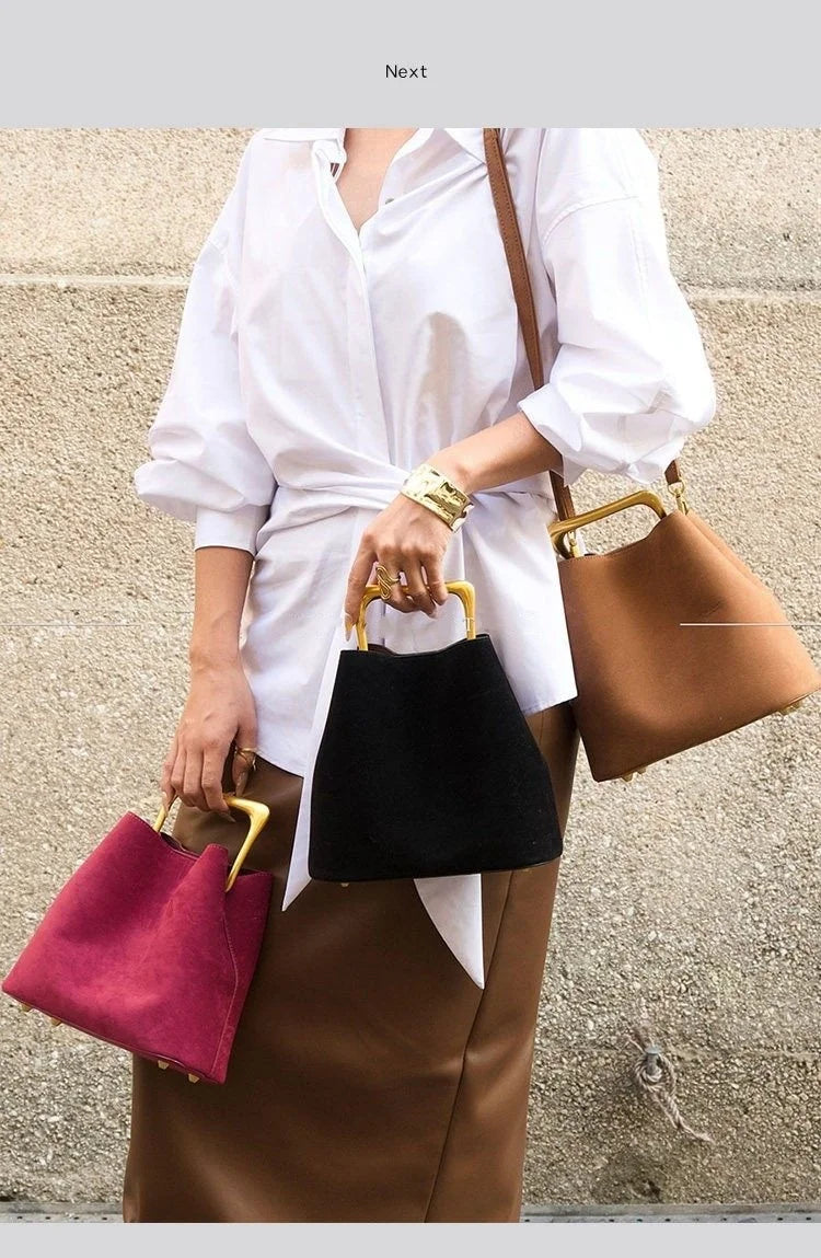 Velvet Metal Handle Clutch Bag
