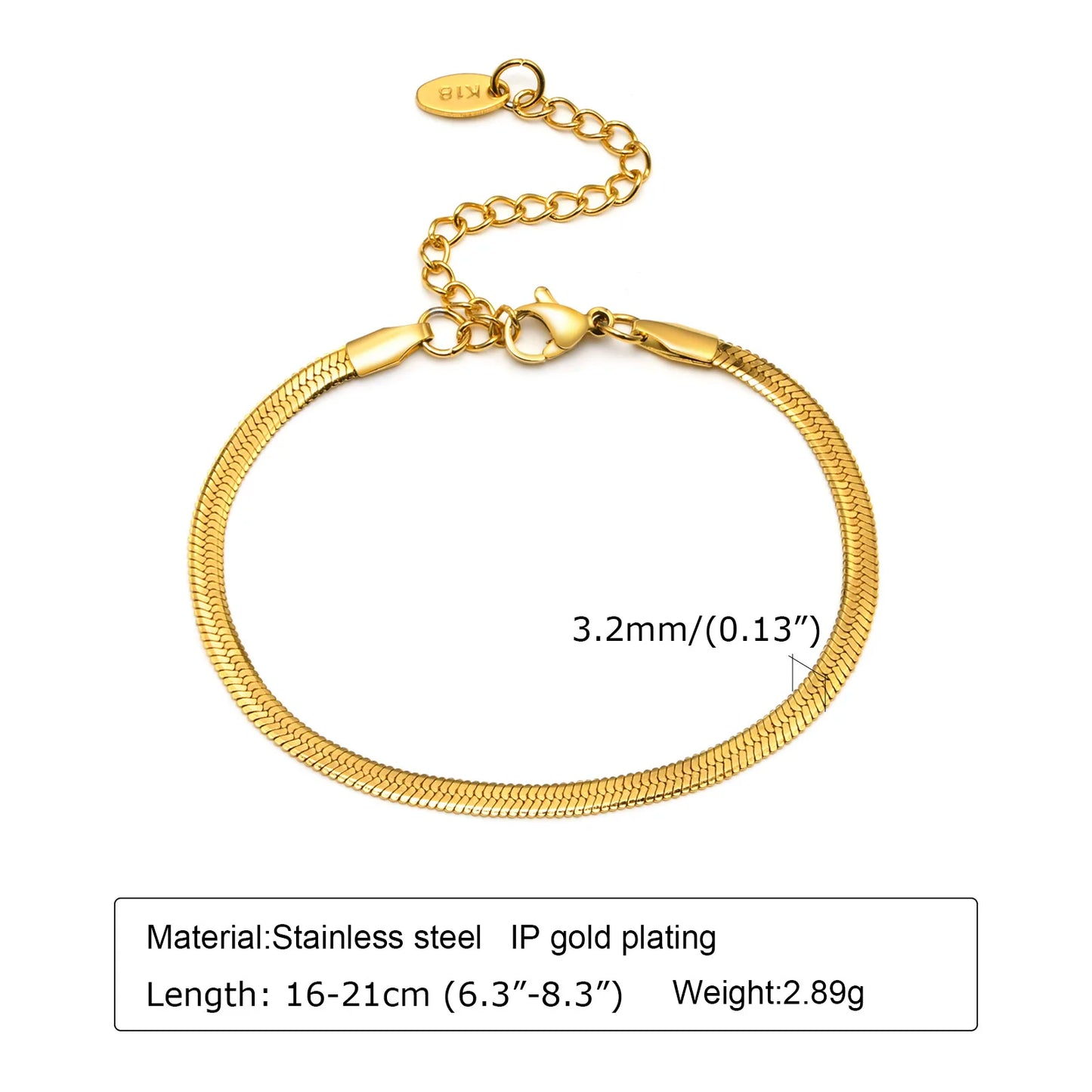 Non Tarnish Stainless Steel Bracelet Gold Plated Stackable, Thin