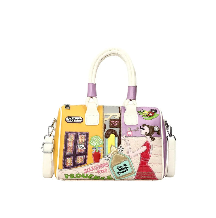 PU Personality Stylish Shoulder Bags Design Patchwork Zipper Bags