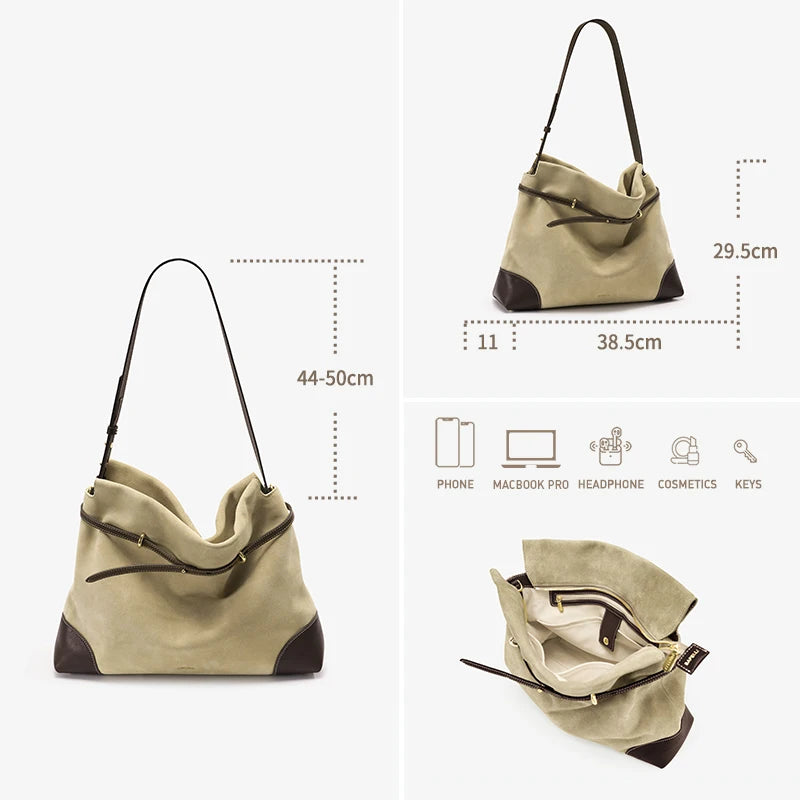 2026 Genuine Suede Hobo Tote Bag