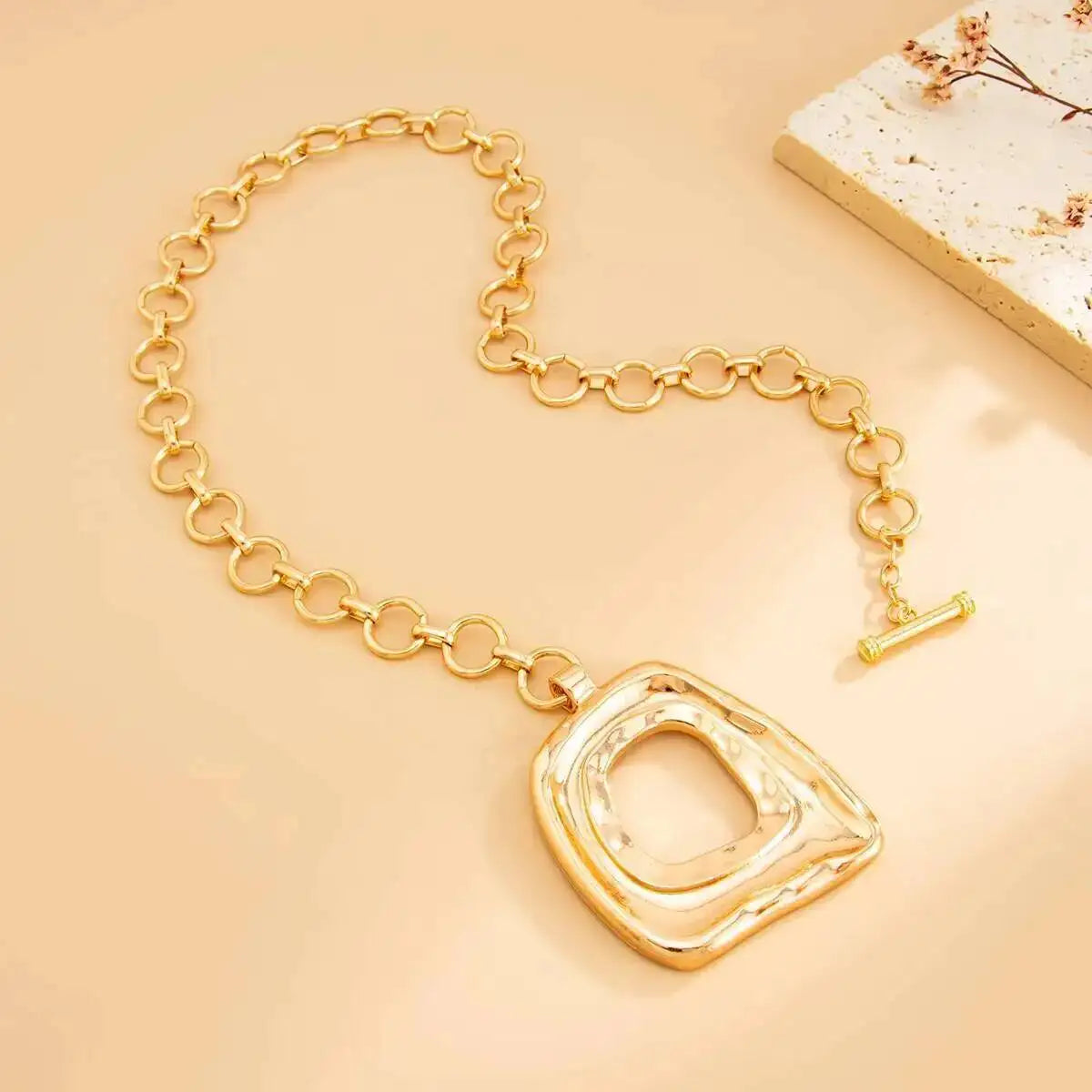 Geometric Square Pendant Choker