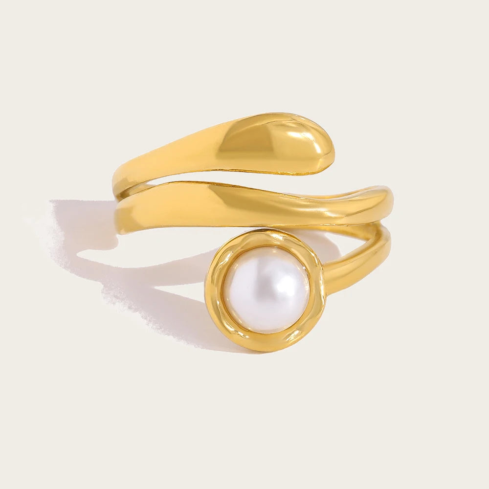 Pearl Charm Open Ring