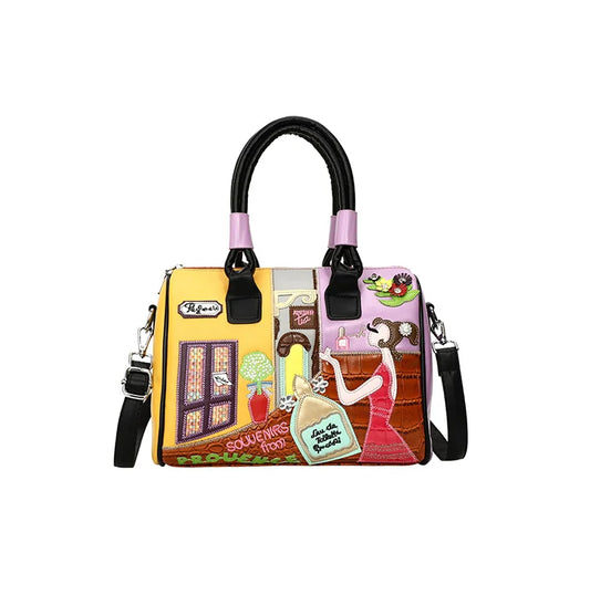 PU Personality Stylish Shoulder Bags Design Patchwork Zipper Bags
