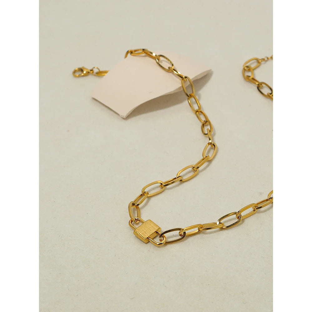 Lock Charm Snake Chain Choker