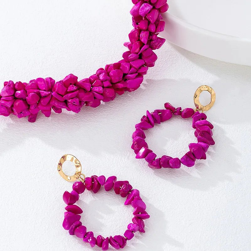 Rose Red Stone Jewelry Set