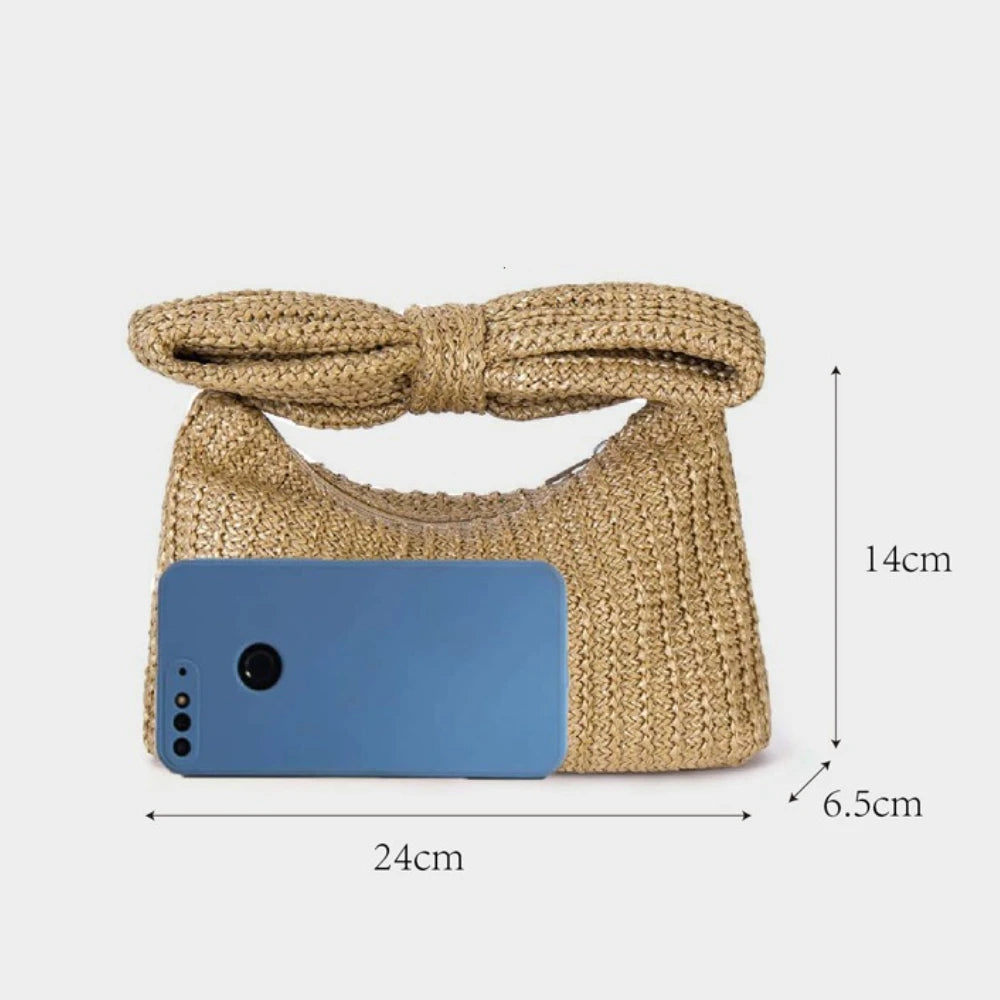 Bowknot Straw Woven Handbag