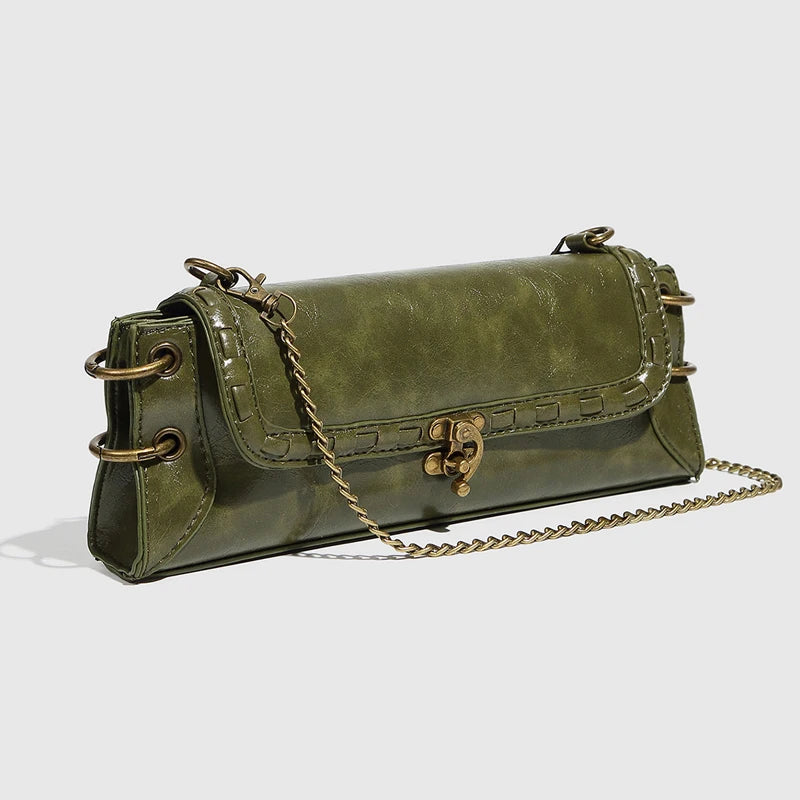 Vintage Turn-Lock Chain Clutch Bag