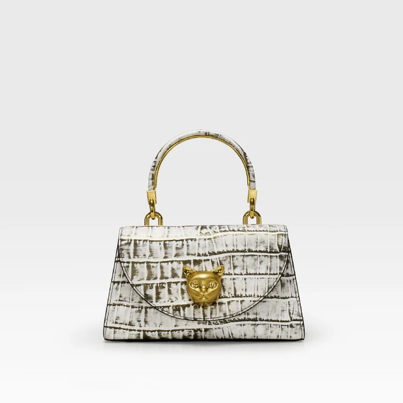 BAFELLI Cat Crocodile Leather Handbag