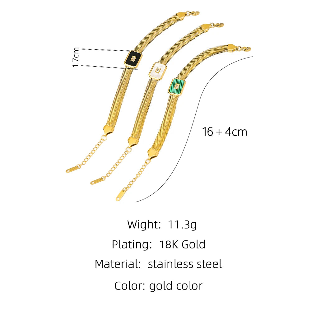Shell & Stone Snake Chain Bracelet