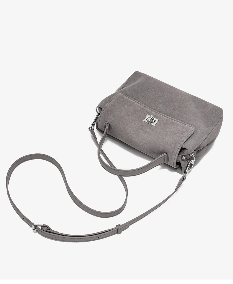Natural Suede Leather Crossbody Bag