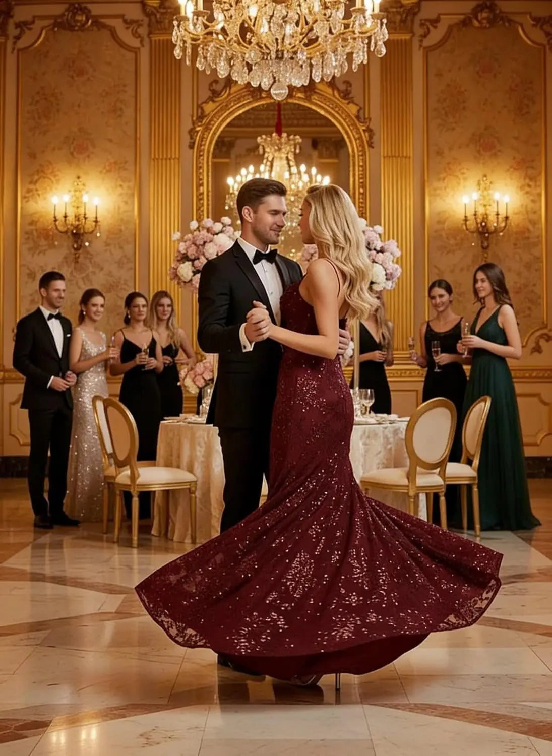 Lace Sequin Backless Spaghetti Strap Long Prom Dresses Women 2026 Sparkly Pleated A Line Formal Evening Ball Gown Party Dresses