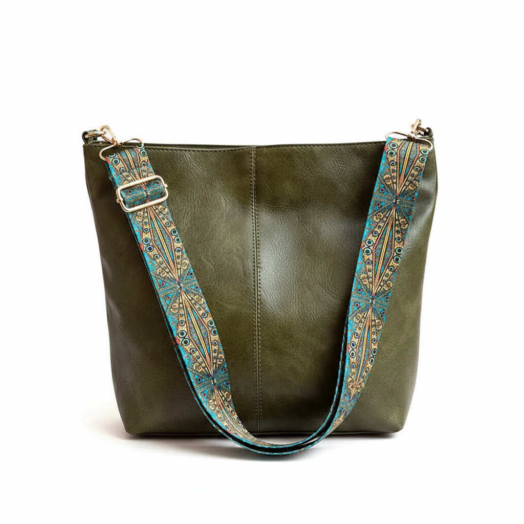 Wide Geometric Strap Shoulder Bag Large Capacity Crossbody Bags,Retro