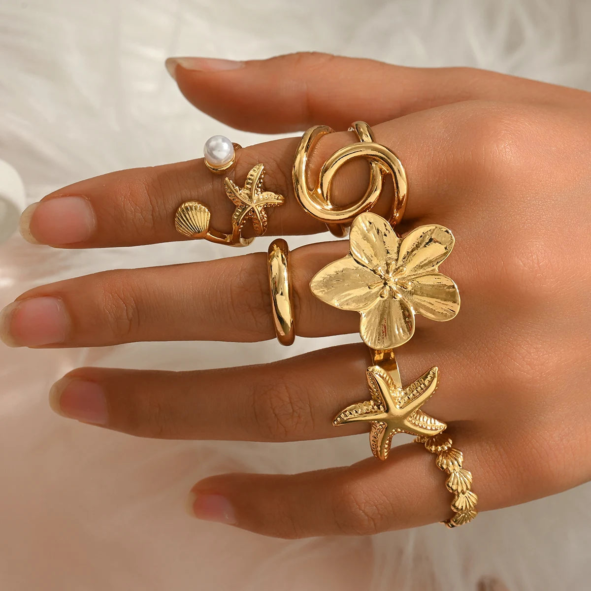Coastal Charm Ring Set