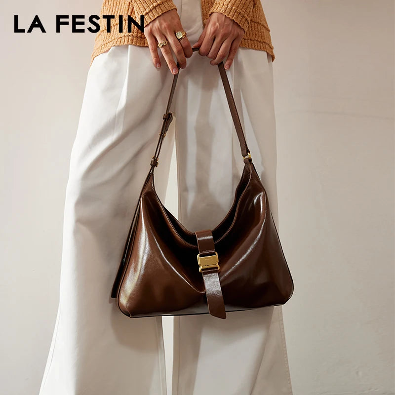 LA FESTIN Large Leather Hobo Bag