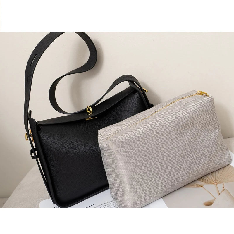 Genuine Leather Hobo Shoulder Bag