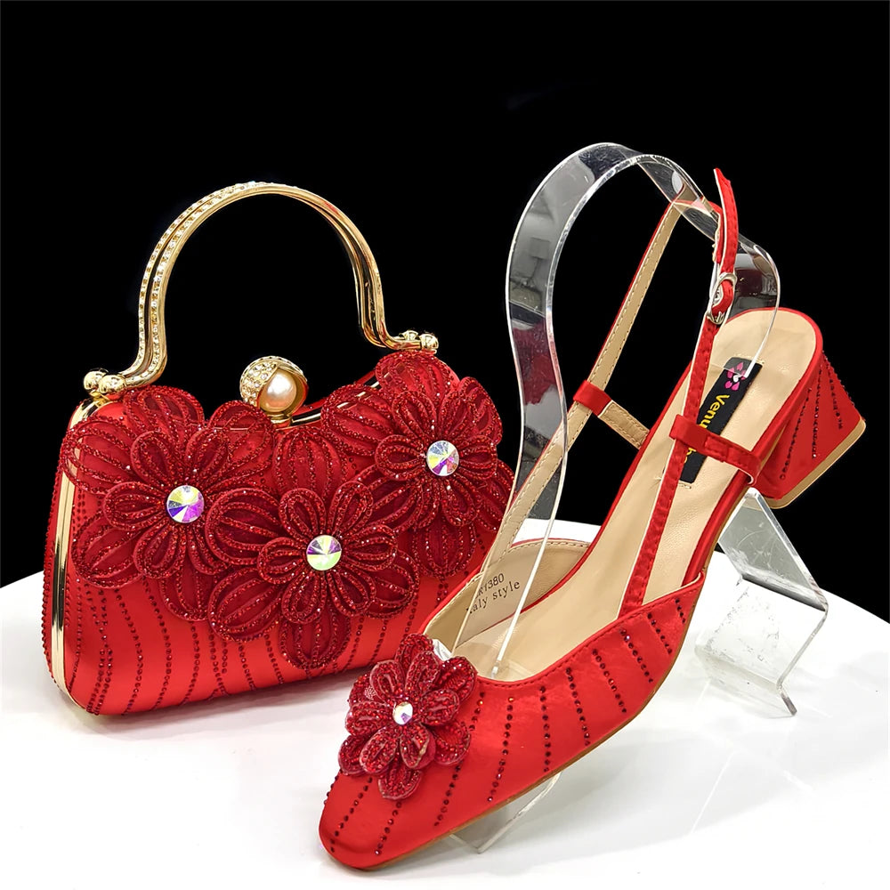 Party Shoes and Bag Heel Decoration Pure Elegant Flower