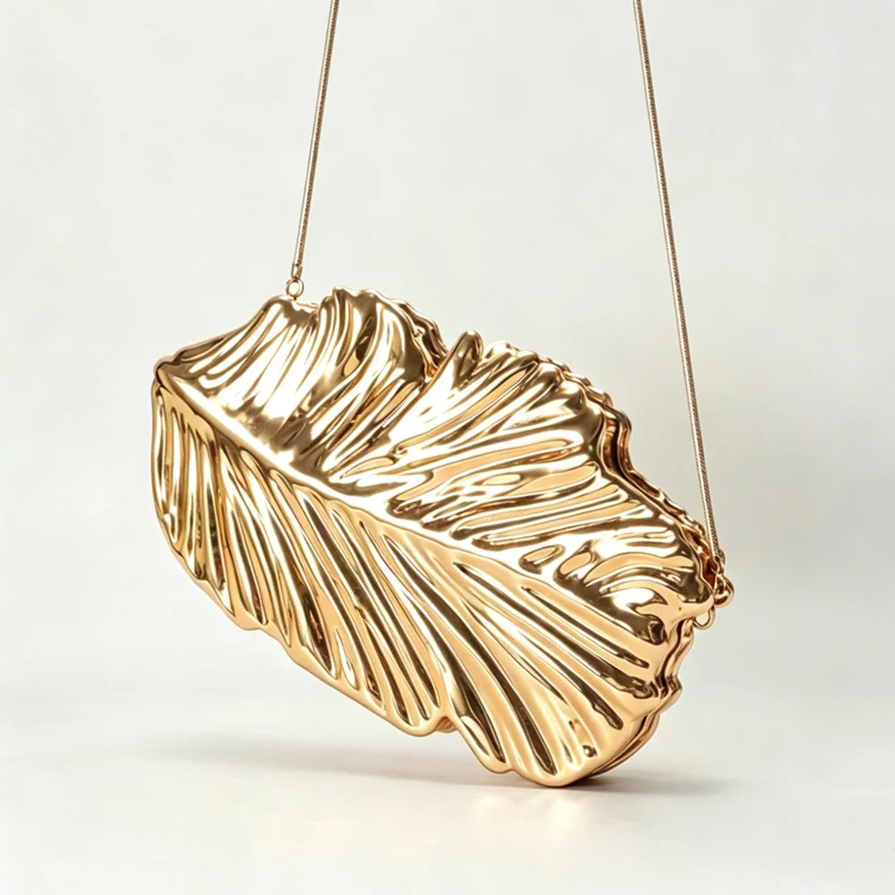 Golden Leaf Acrylic Clutch Bag