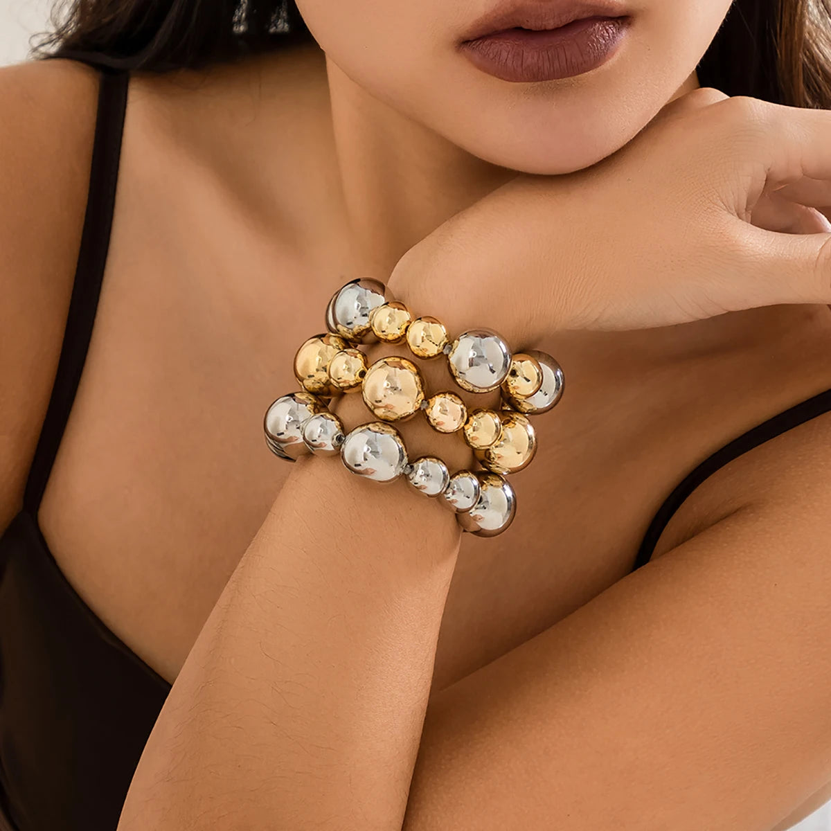 Korean Elegant Big CCB Ball Bead Chain Bracelet Punk