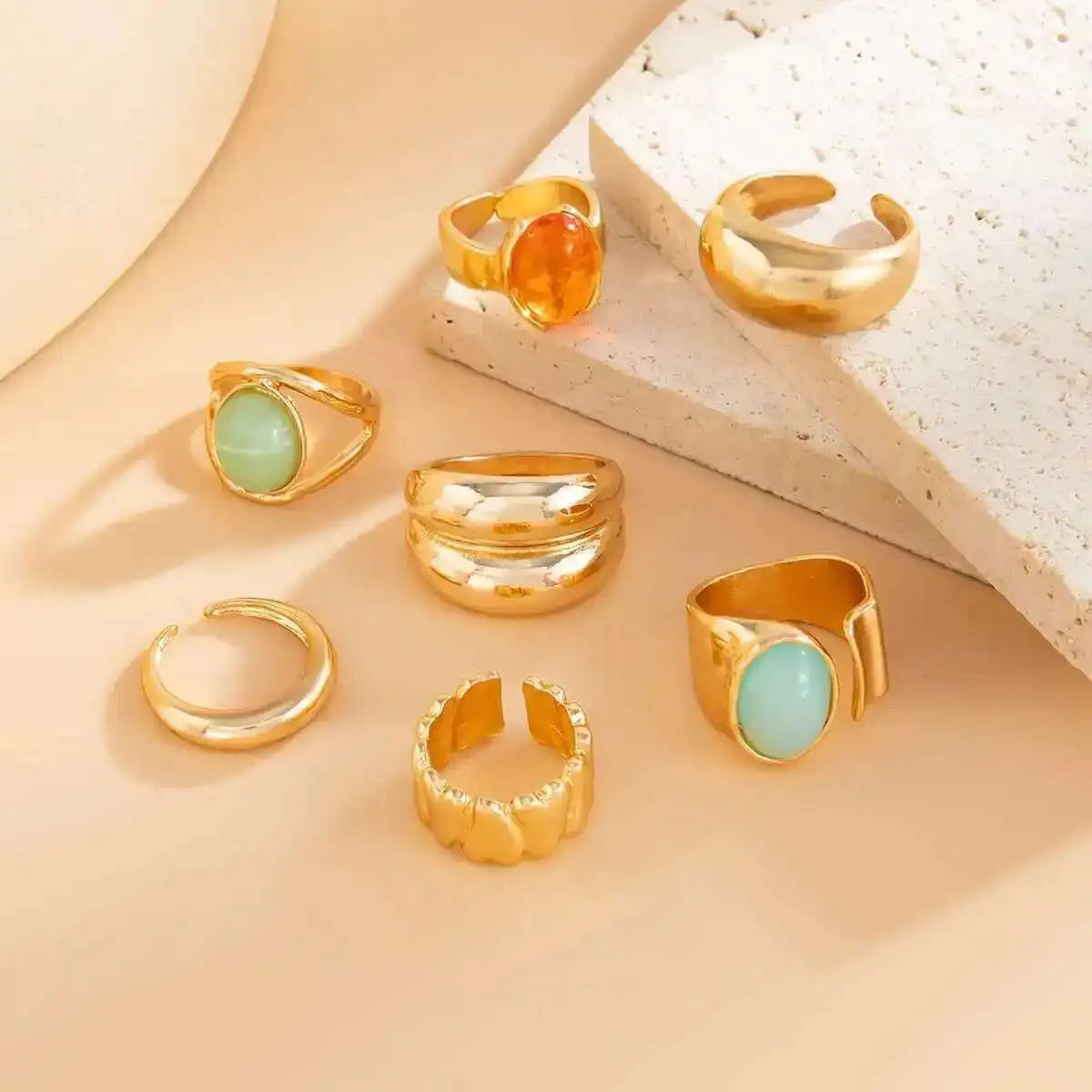 Colorful Crystal Ring Set