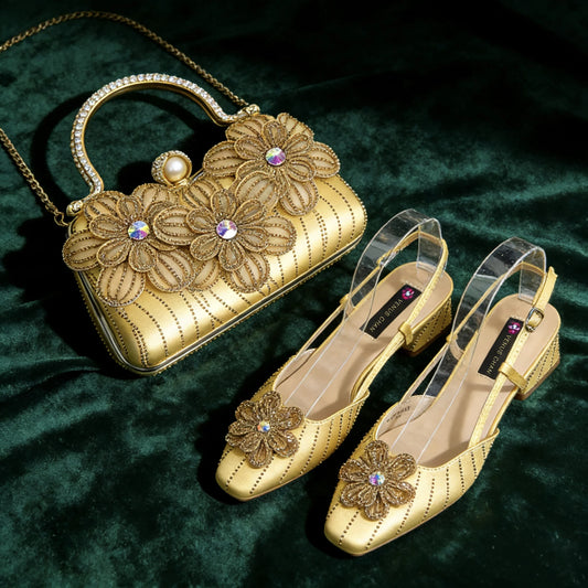 Party Shoes and Bag Heel Decoration Pure Elegant Flower