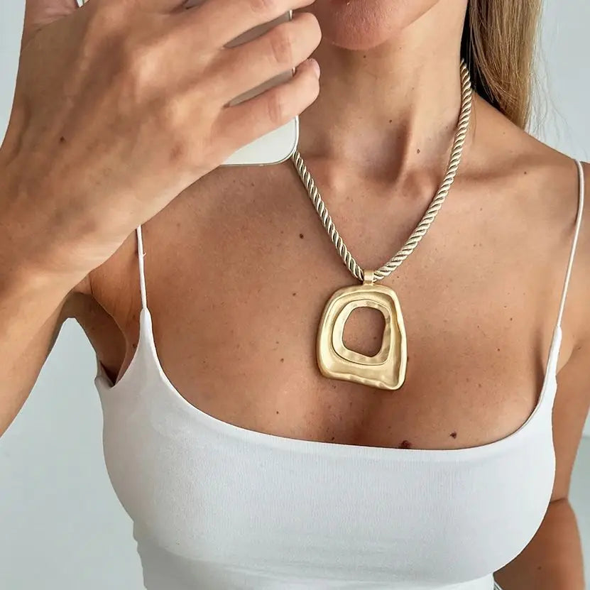 Geometric Square Pendant Necklace