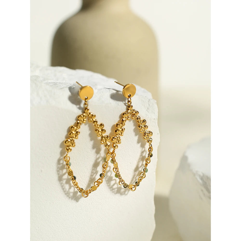 Stone Chain Dangle Earrings