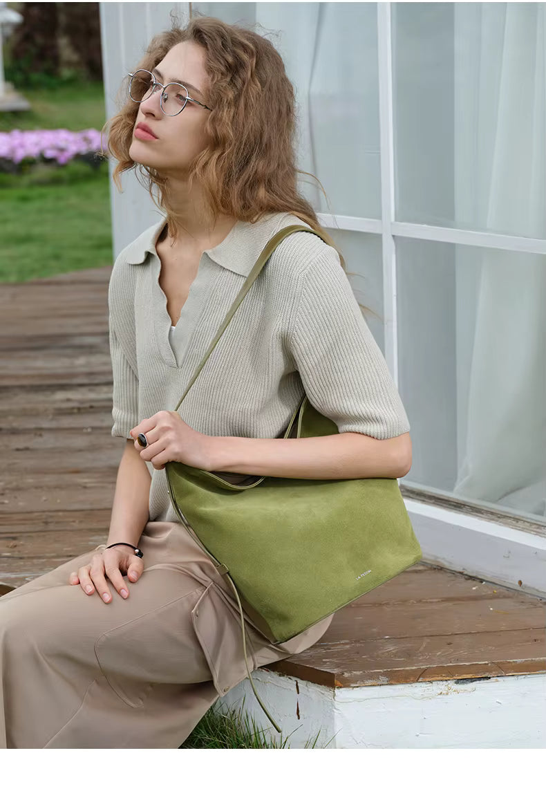 LA FESTIN Leather Bucket Crossbody Bag